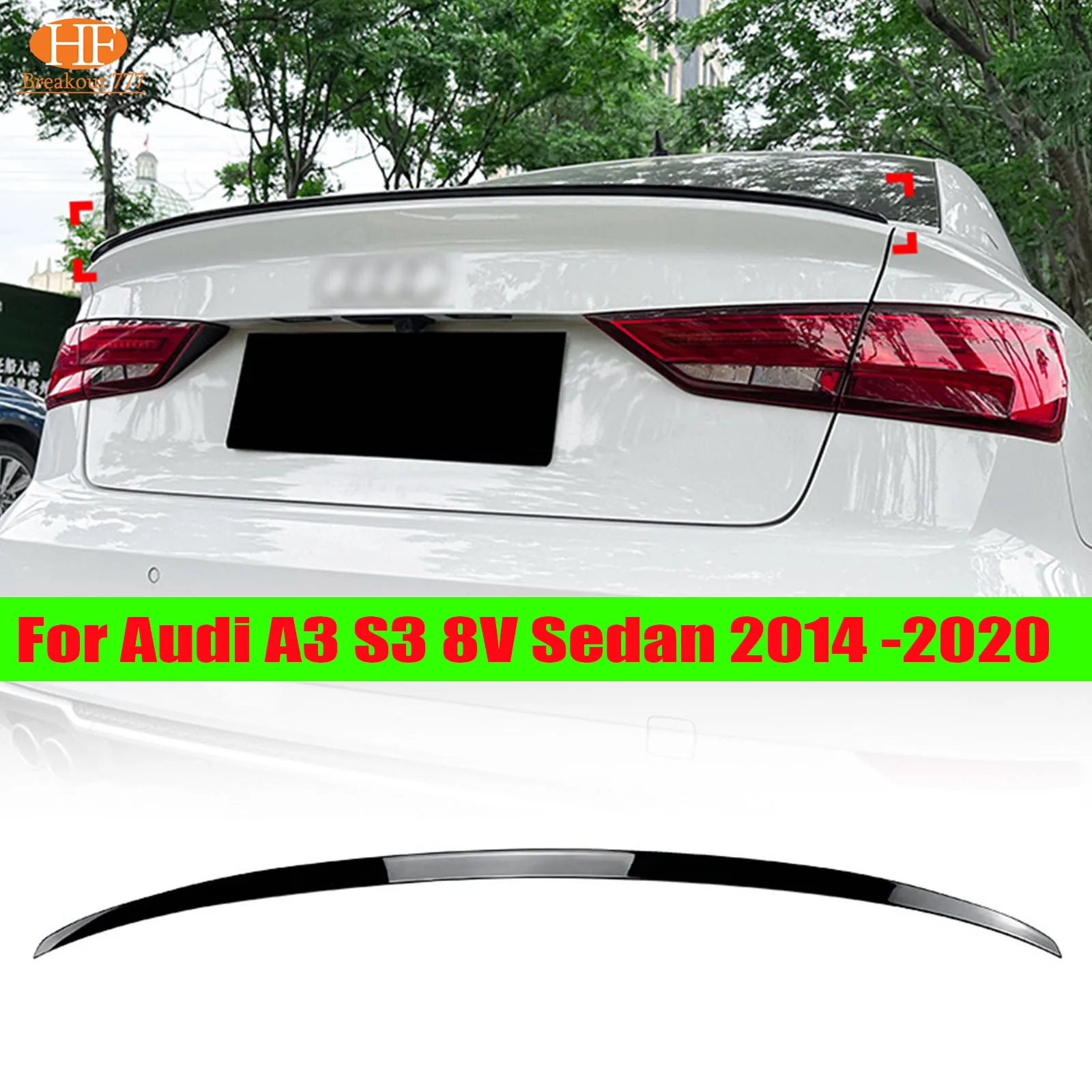 

For Audi A3 S3 8V Sedan 2014 -2020 Black / Carbon Look Rear Trunk Lid Car Spoiler Wings Tuning Exterior Accessories