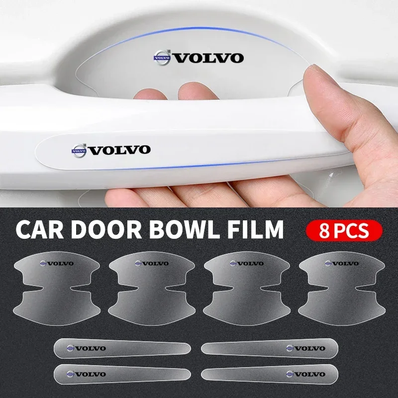 

new 8pcs Transparent Car Door Handle Stickers Protective Film For Volvo Rdesign V40 V50 S40 S80 XC60 S90 XC90 S60 XC40 C40 S60 V