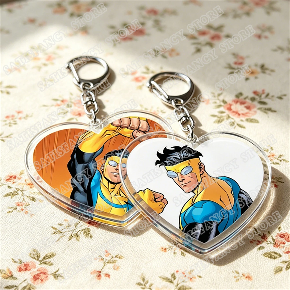 Hot Superhero TV Show Invincible Keychain for Accessories Viltrumite Omniman Conquest Comic Keyring Jewelry Friends Fans Gifts
