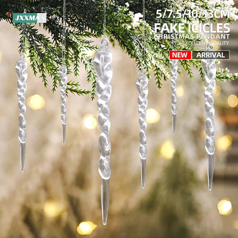 12/24PCS Christmas Simulation Ice Christmas Tree Pendants Fake Icicles Winter Party Christmas And New Year Decorations Navidad