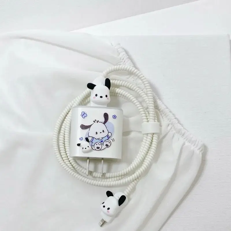 Sanrio Pochacco Charger Protective Cover iPhone15 14Kawaii Cartoon Apple 18 20W Cute Data Cable Charging Head Cover Girls Gifts