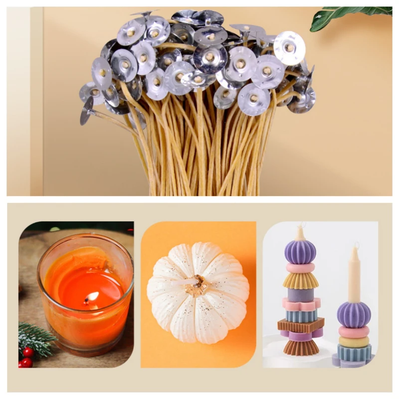 100 szt. Rdzeń z wosku pszczelego z nici konopnej DIY ręcznie robiony materiał świeca aromaterapeutyczna bezpieczny nitka bezdymna