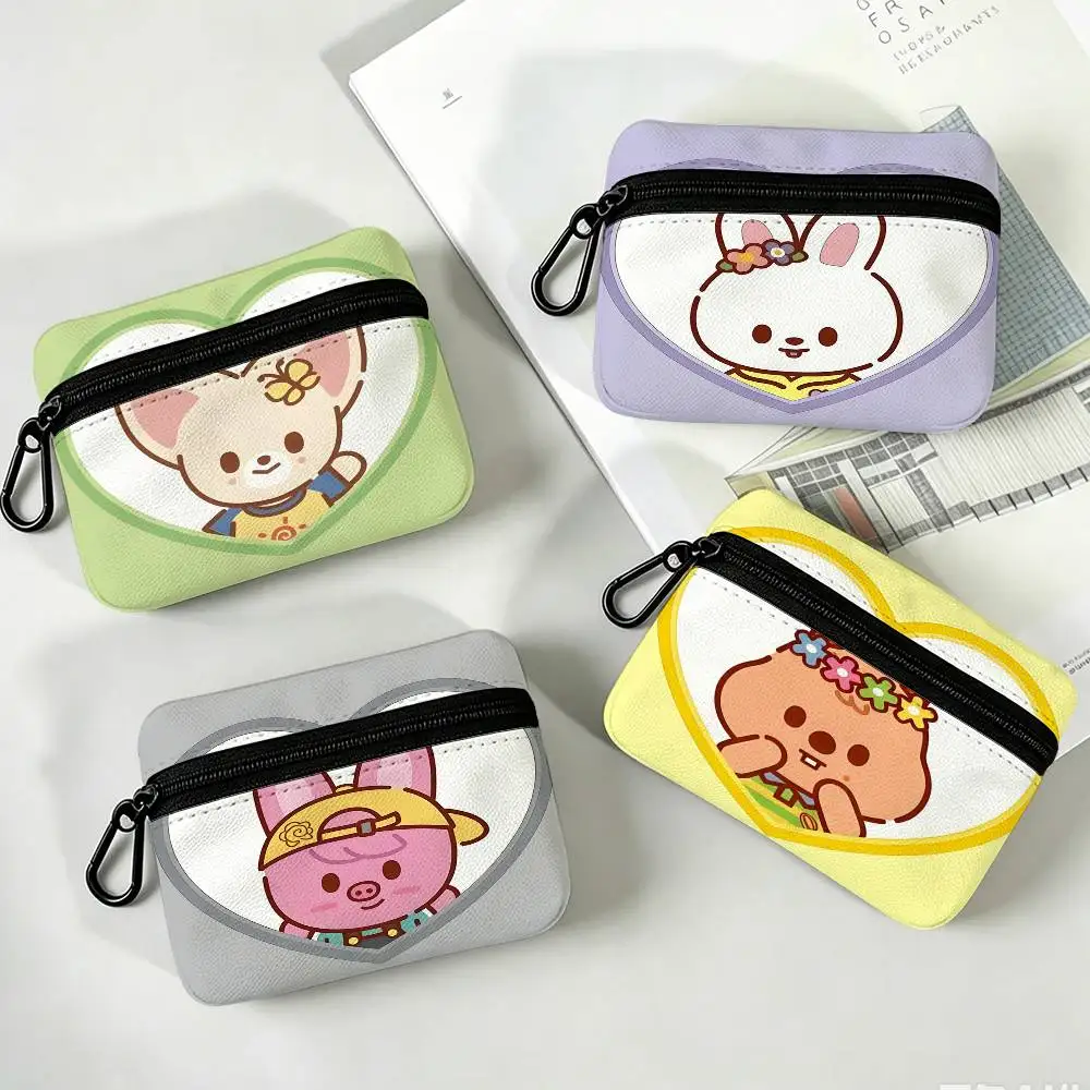 Kpop Group S-Stray K-Kids White Oxford Cloth Zipper Coin Purse Lightweight Hanging Key Pouch Card Holder For Daily Use
