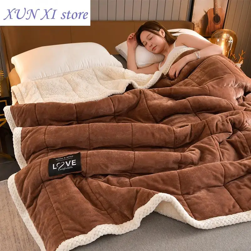 

New Double Side Blanket Warm Bedspread Full Size Home Thicken Blankets 120x200 manta para Nap Shawl Quilted Plaid