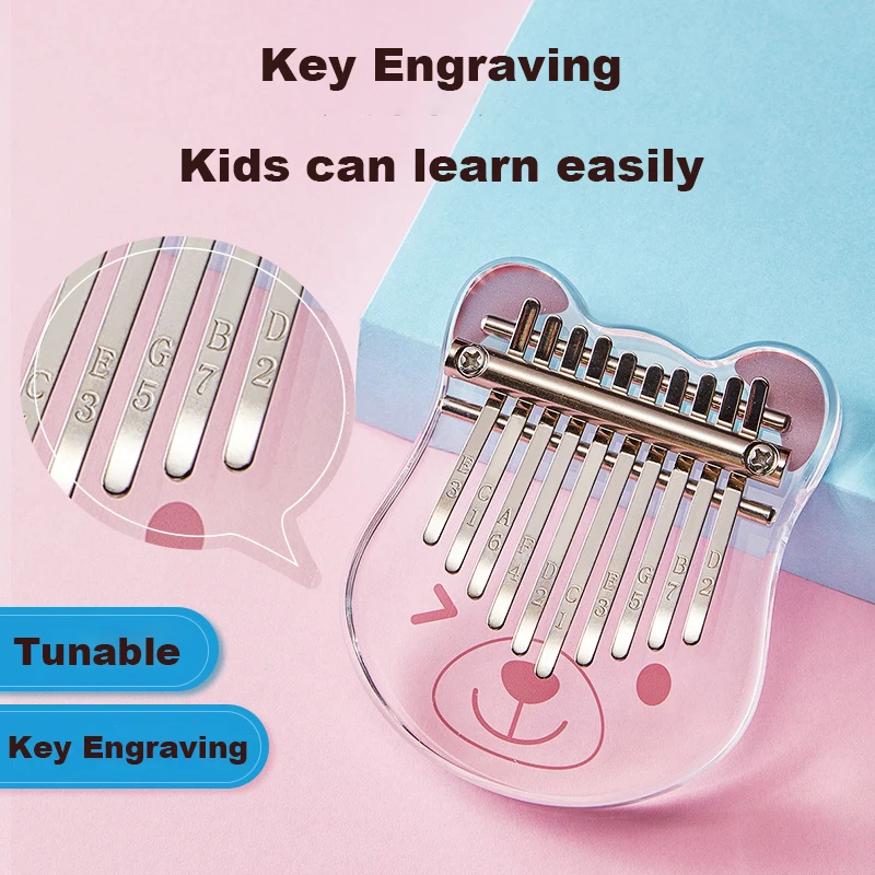 Mini 10 Keys Kalimba Thumb Piano Crystals Acrylic Kalimba Finger Piano Beginner Keyboard Instrument Music Lover Gifts