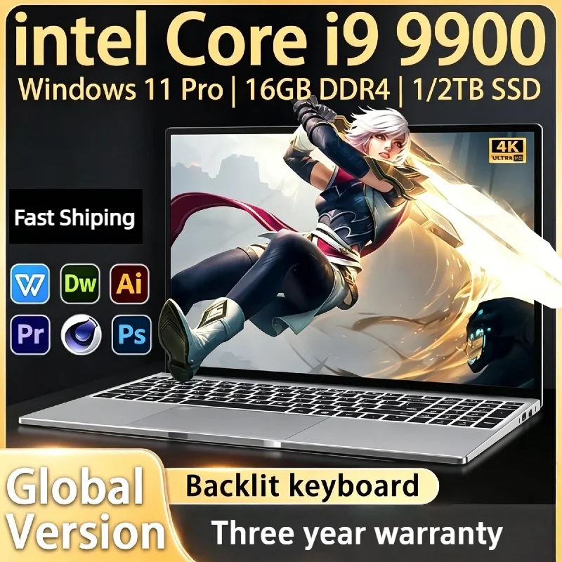 14.1 Inch Gaming Laptop Intel Core i9-9900 32GB RAM Up to 2TB SSD Windows 11 Pro Ultra Slim Notebook Computer for Office Study