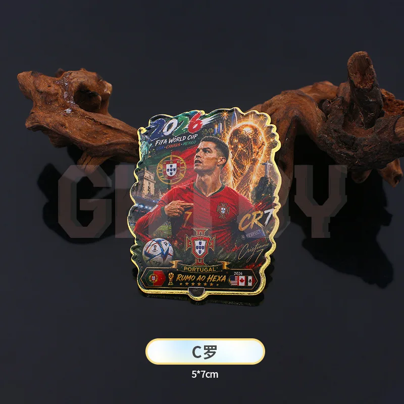 FIFA 2026 Football Star Fridge Magnet Metal Stand Display Ronaldo Messi Haaland Mbappe Neymar Modric Soccer Fan Collectible Gift