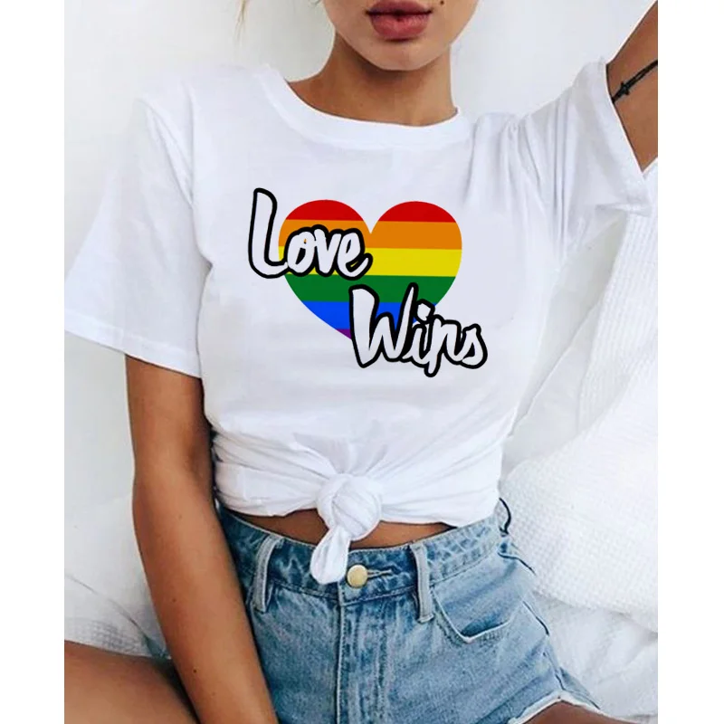 lgbt gay t shirt women tee shirts female bisexual Love Wins top kawaii lesbian rainbow t-shirt love is love tshirt lesbian femme