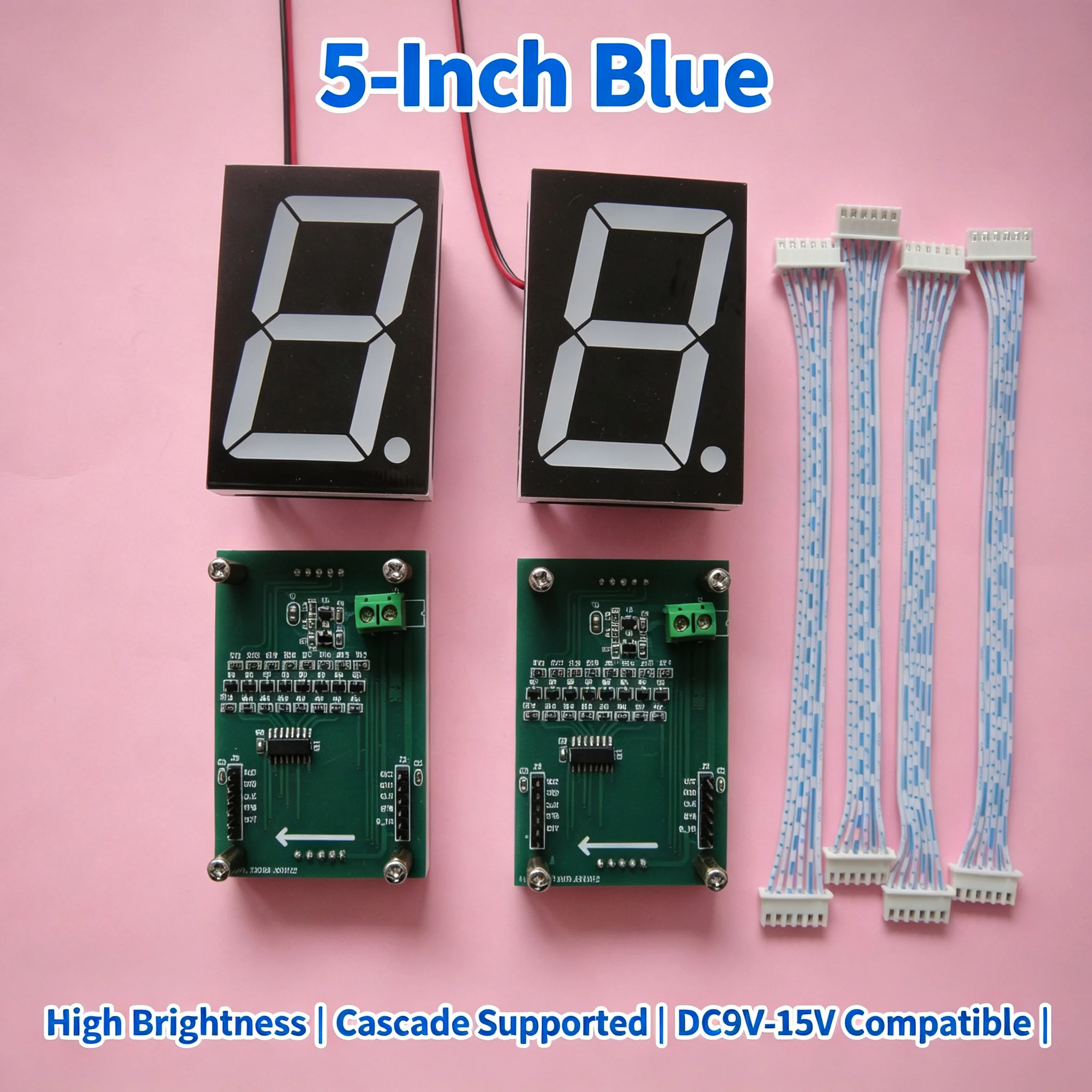 4pcs/Lot Blue 5-inch 7-Segment LED Digital Display with on-board Driver Direct Connection with MCU for DIY Projects