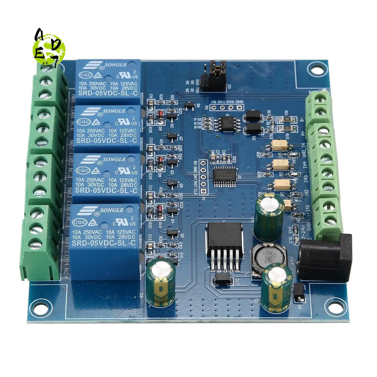 

AED7-Modbus Rtu 4-канальный релейный модуль Вход 485 Ttl Uart Связь 4-канальный вход Релейный модуль 7-24 В