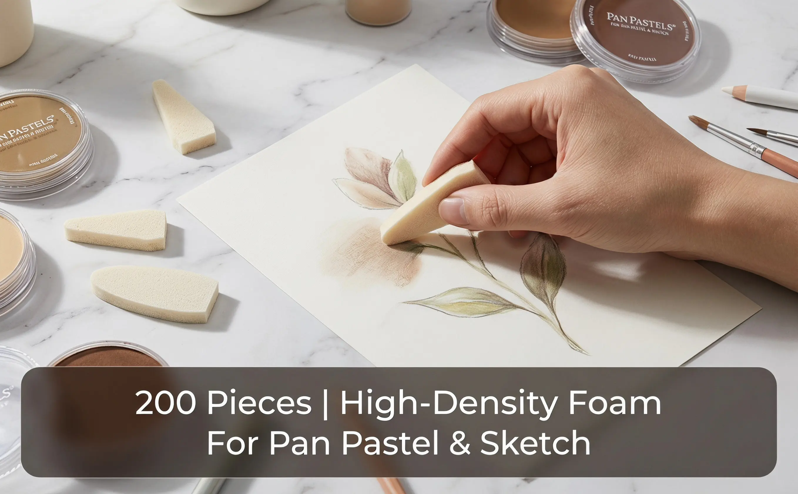 200Pcs Sketch Eraser Sponge Replacement High Density Art Blending Sponges Drawing Tools for Precise Blending Correction