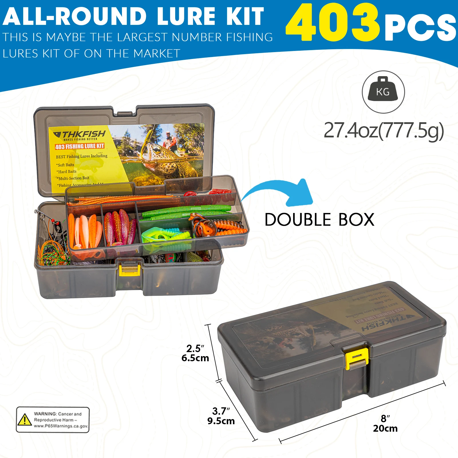 best all-round fishing lure kit PLUSINNO Lures, 137Pcs Tackle Box with Tackle Included 1/4 River Bugs (two each of two colors) and one 360 utility box 403pcs/box Fishing Lure Kit For
