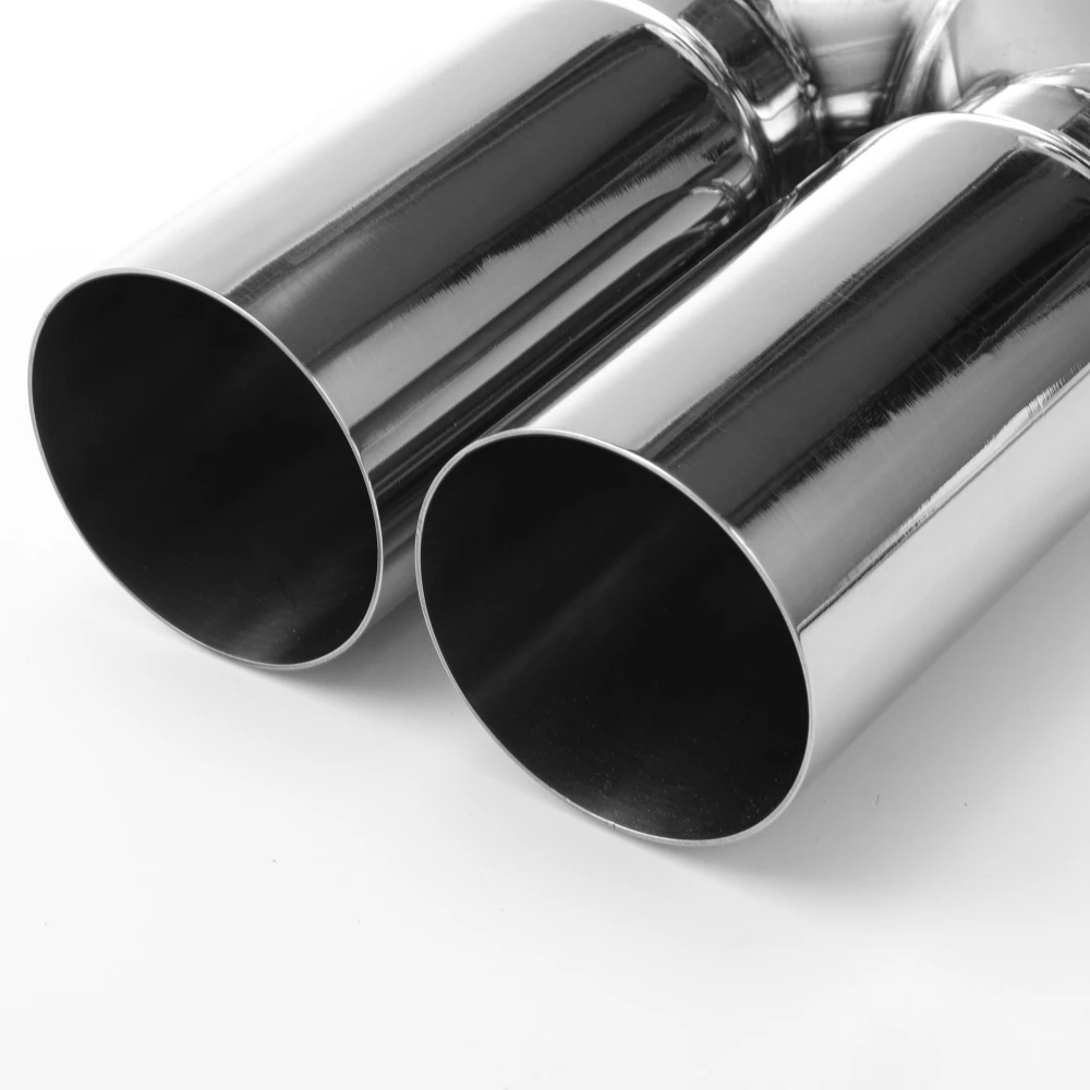 1 шт., универсальная 63 мм, двойной выхлопной наконечник, насадка из нержавеющей стали, прямой край, полированный серебристый сварочный глушитель, хвостовая труба