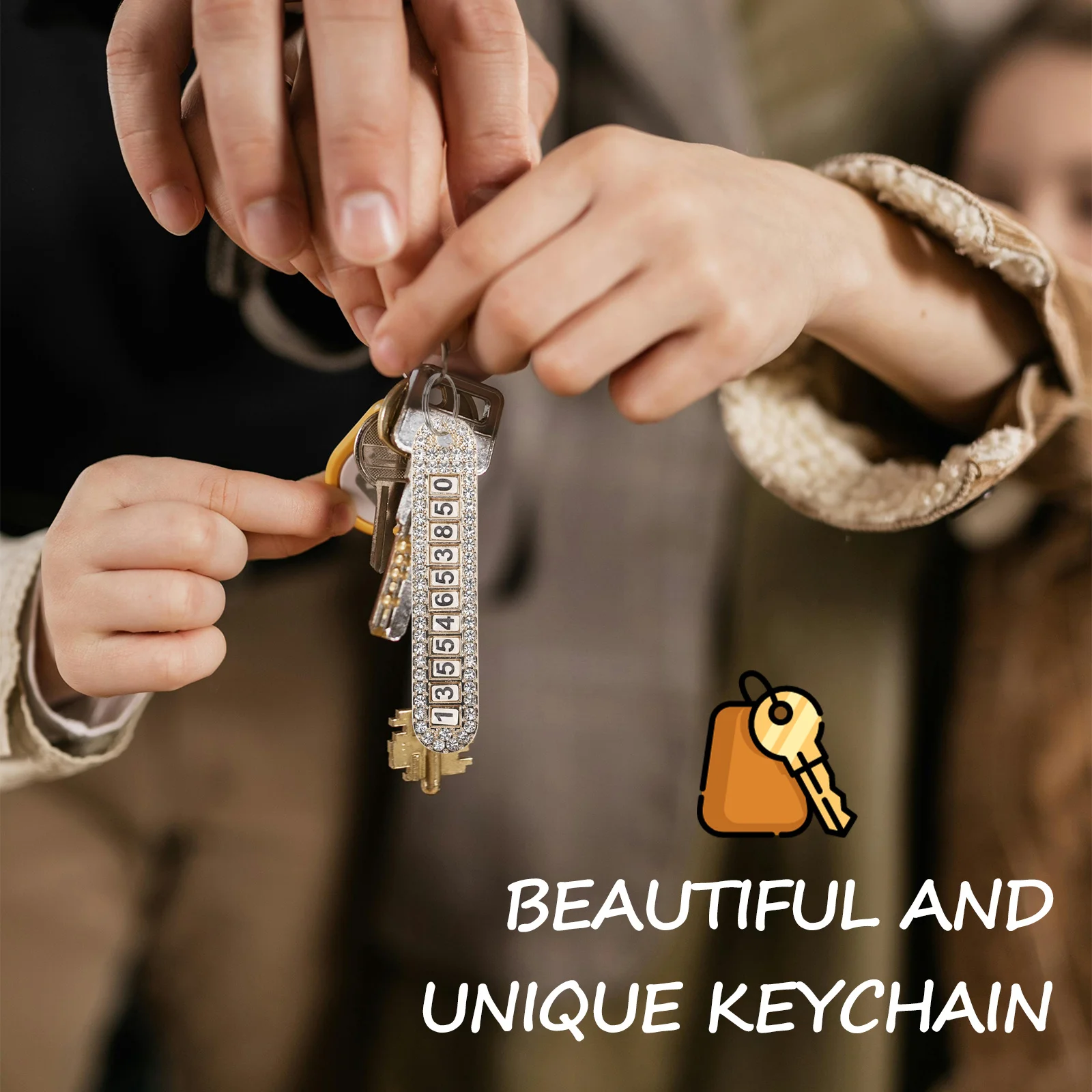 

Bling Rhinestone Keychain Phone Number Plate Holder Sparkly Decor For Women Luxury Key Bling Key Fob Cover Fob Cover