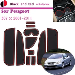 Rubber Mat Door Groove Cup for Peugeot 307 CC SW 2001~2011 2002 Cushion Gate Storage Slot Coaster Dust-proof Sticker Auto Part