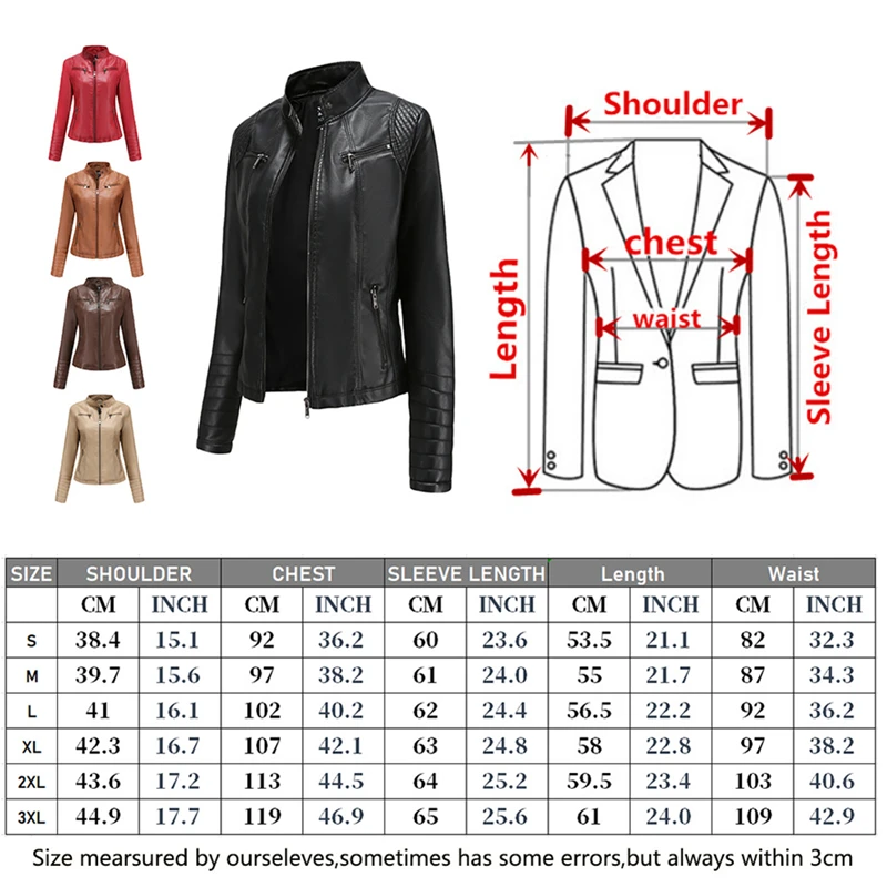 Damen Schlanke Lederjacke, Stand-up-Kragen, Reiß verschluss Nähte, Einfarbige Mantel, Mode Kleidung, Neu