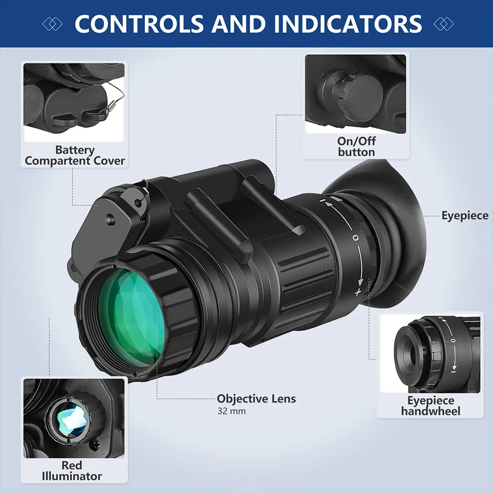PVS 14 4x Jacht Nachtkijker 200M Infrarood IR NV Op het hoofd gemonteerd Met Mount Nachtzicht Zicht