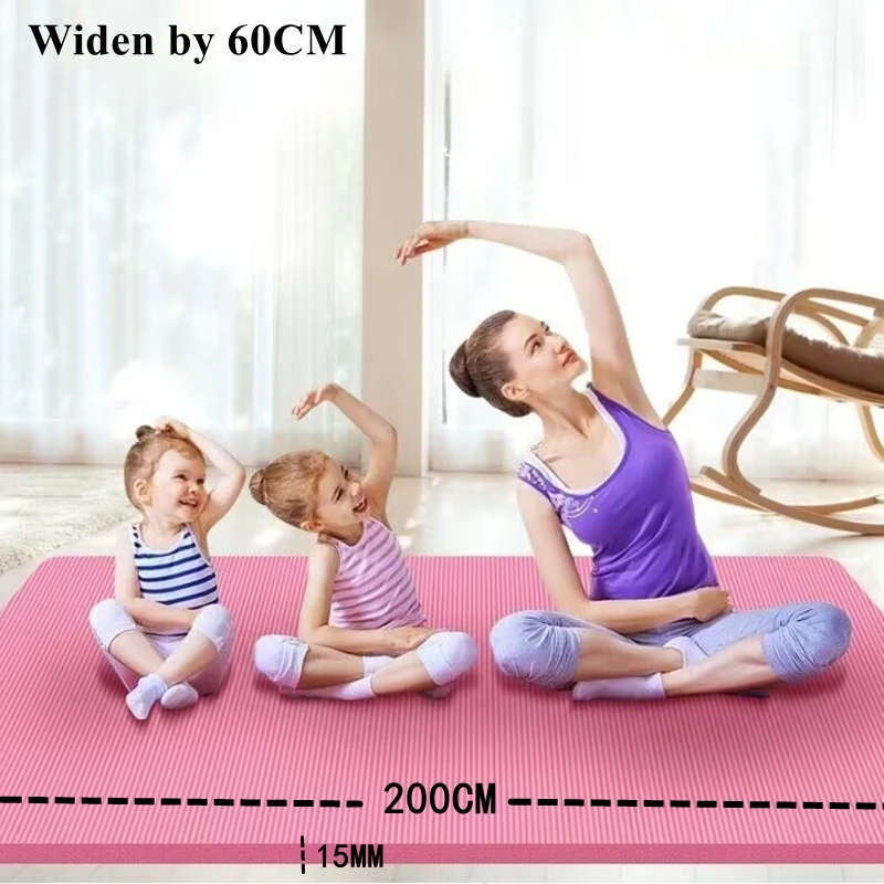 

Yoga Mat High-density Sports Fitness 15MM Thick Non-slip 200x60cm Mat Home Sports Pilates Gymnastics Exercise Gymnastics Indoor