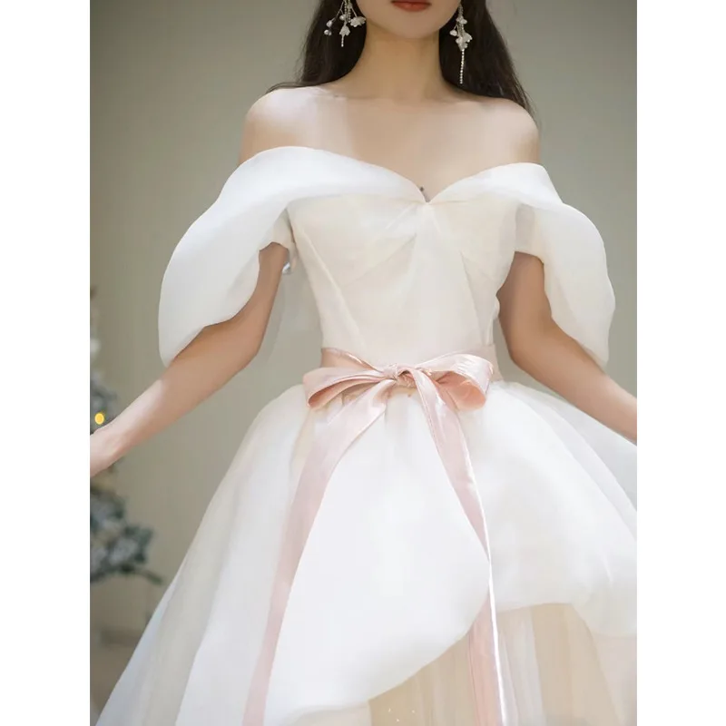 

Light wedding dress 316 new style small bride one shoulder straight out of the door yarn high-end runaway princess dress summer