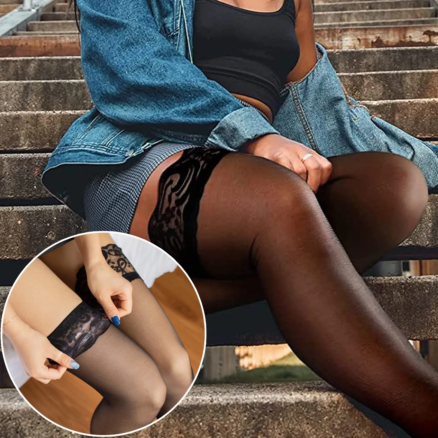 Medias de encaje de gran tamaño para mujer, medias de rejilla, calcetines elásticos de encaje Sexy, tallas grandes XXXXL