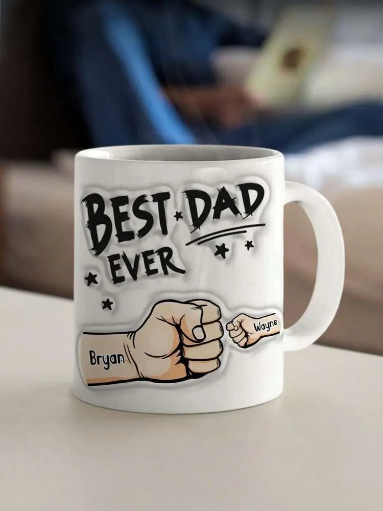 Best DAD Ever Custom Names Mugs, Custom Child Names Ceramic Coffee mug for dad