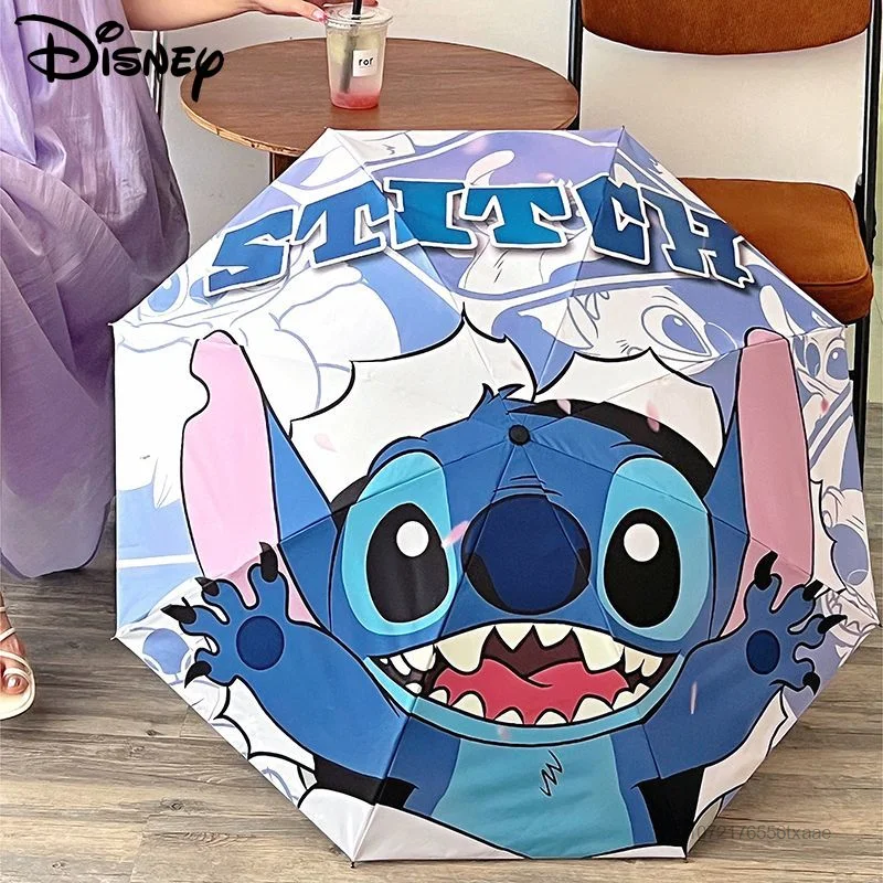 Disney Stitch Folding Full Weather Umbrellas Sunny And Rainy Dual Use Cartoon Luxury Umbrella Girl Outdoor Portable Accessories