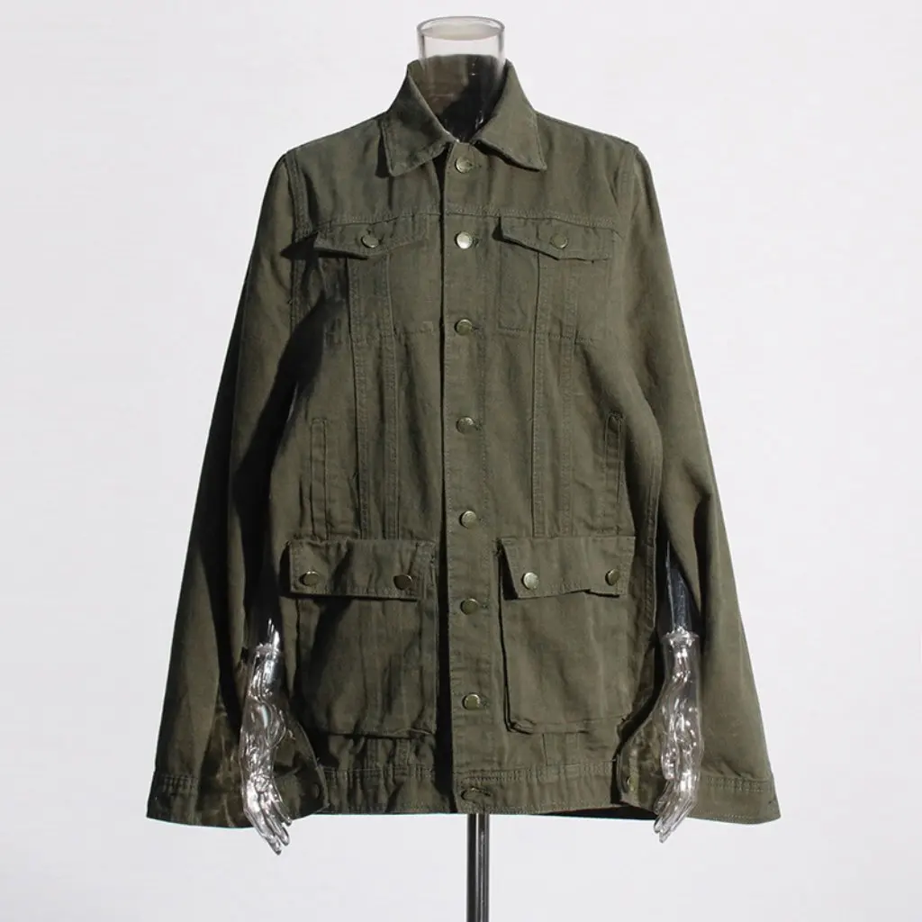 

Women's Trendy Denim Top High-End Washed Outwear Loose Cut Cape Style Fashion Design New