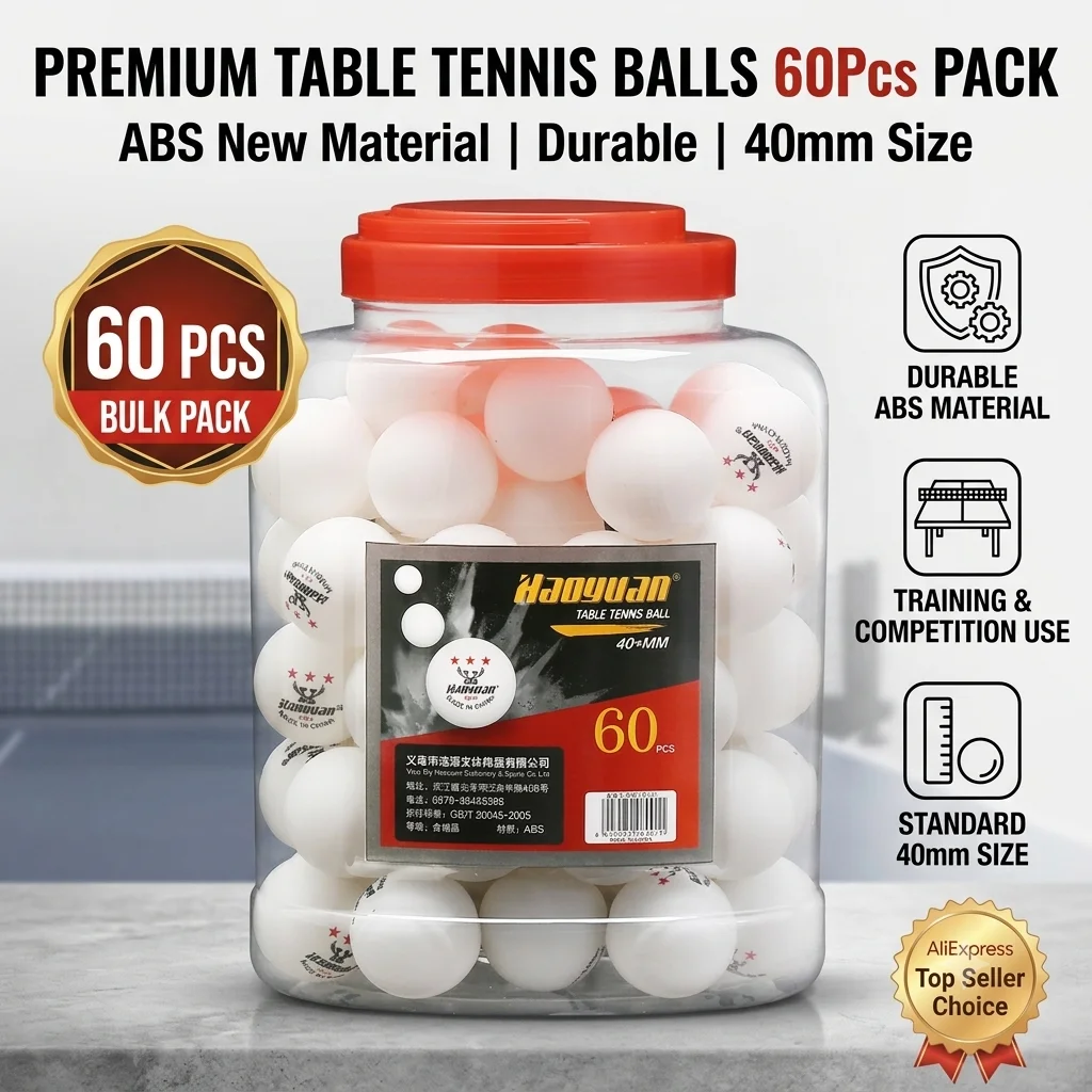 Table Tennis Balls 60Pcs Barrel ABS New Material 40mm Durable Ping Pong Balls For Match Competition And Daily Training Use
