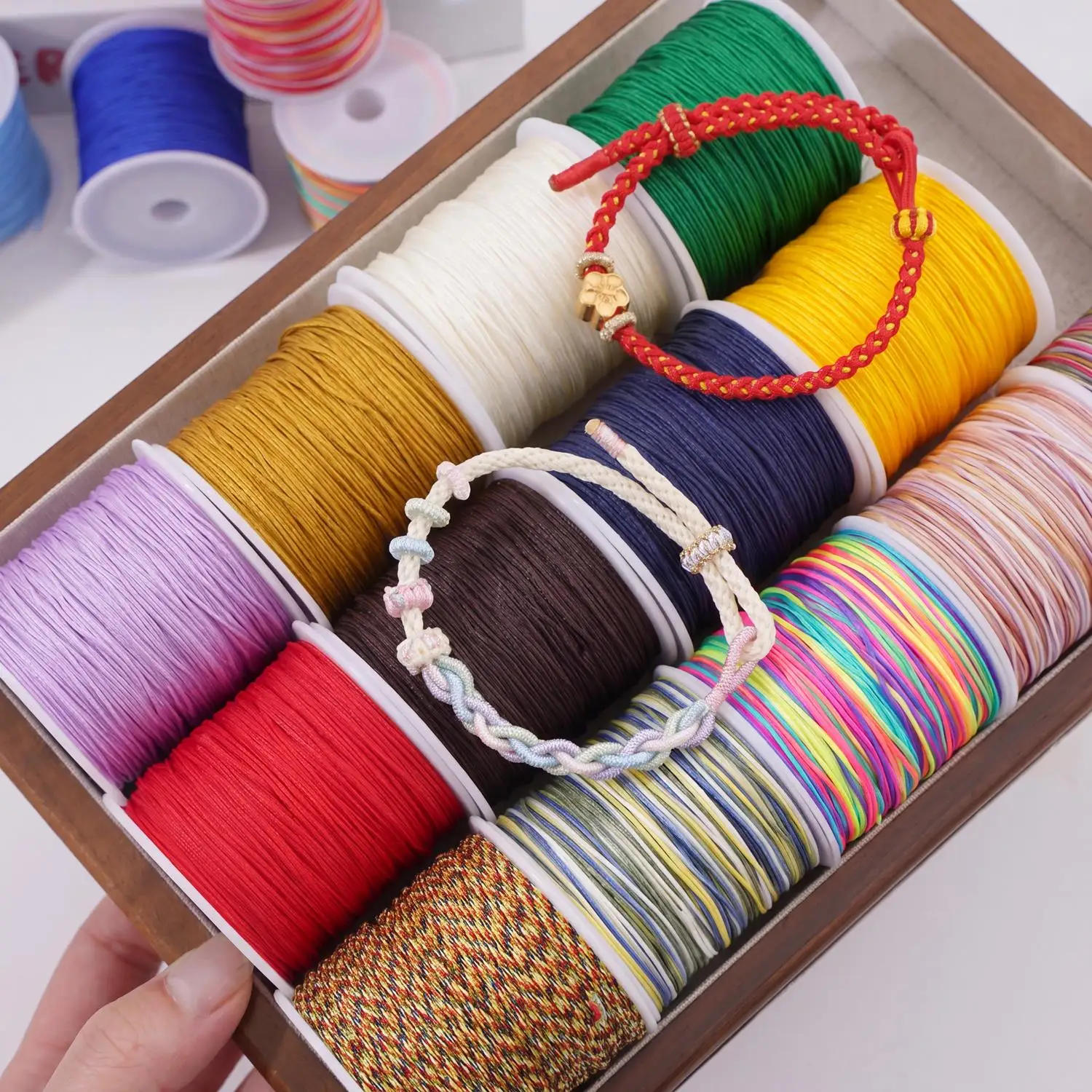 Multicolor 0.8mm 10/45M 72# Jade Thread Nylon Cord Chinese Knot Wire Strings For Needlework Making Handmade Crafts Supplies