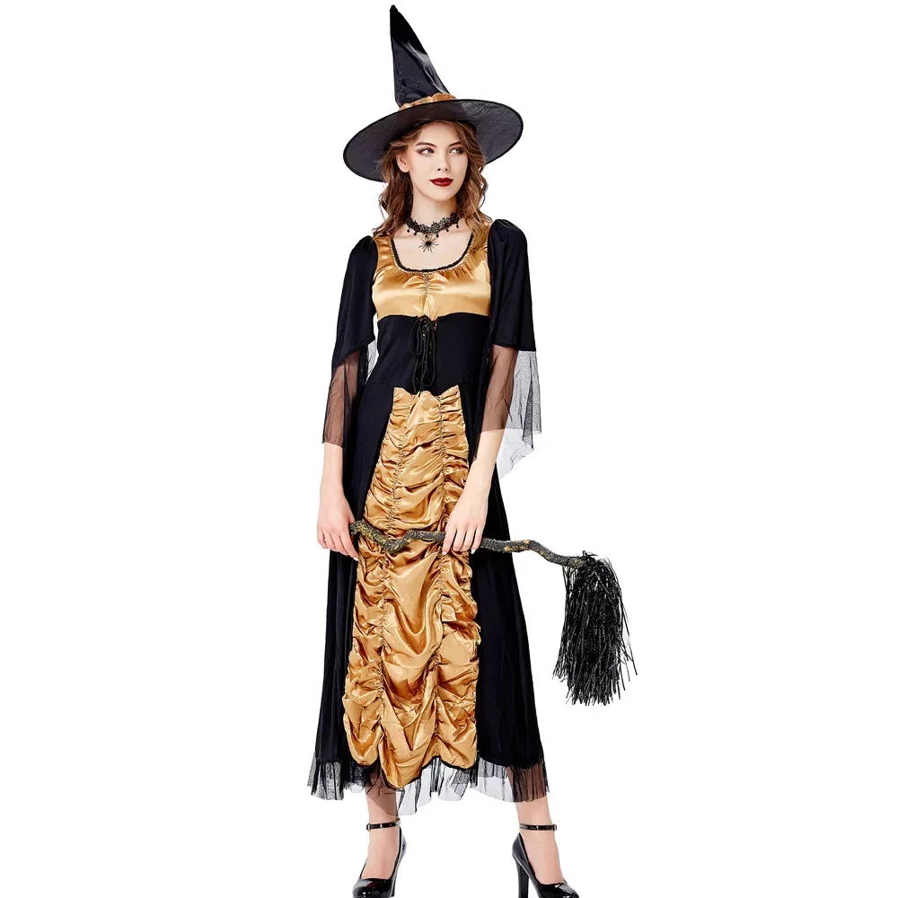 Plus Size Sexy Heksenkostuum Voor Vrouwen Volwassen Enge Heks Vampier Cosplay Kostuum Voor Halloween Party Prestaties Doek