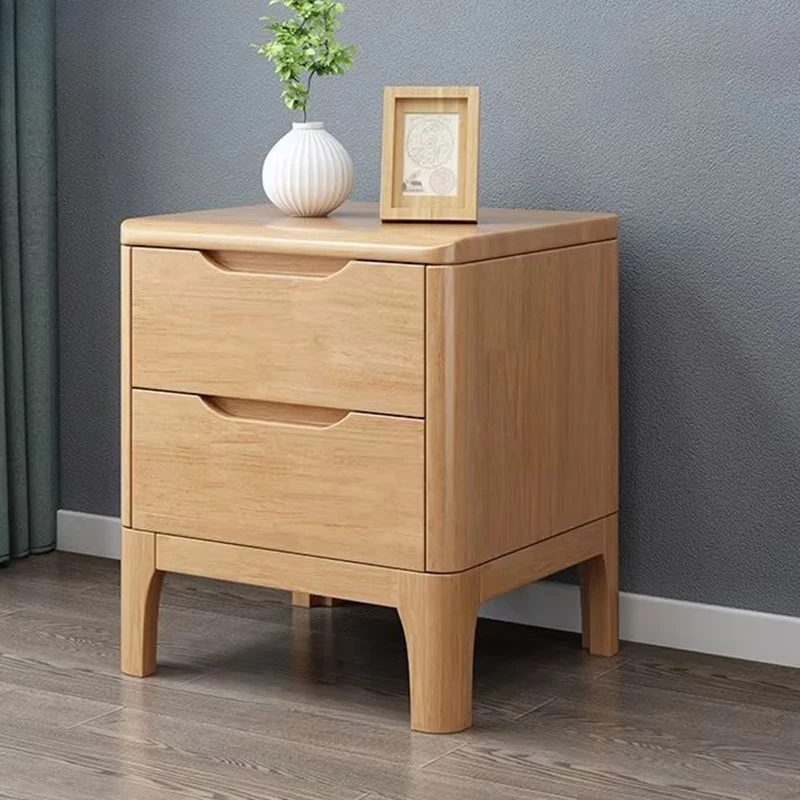 

Home Furniture Safe Bedside Table with 2 Drawers Wholesale Price Excellent Walnut Solid Wood Modern Nightstand for Bedroom