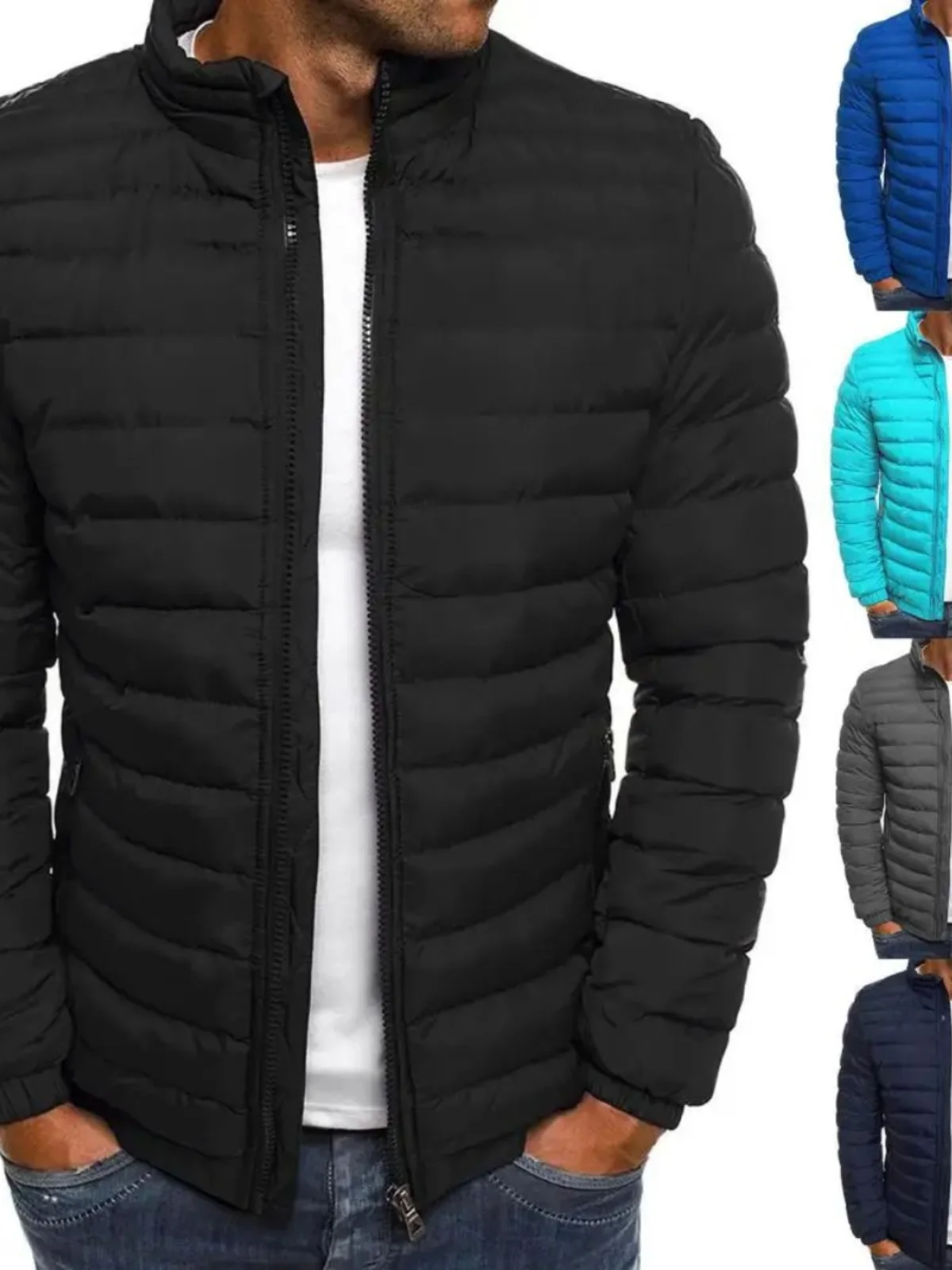 

Slim Fit Sports Cotton Jaet Simple Design Outerwear Zipper Closure Long Sve Youthful Trend Autumn Wear for Men