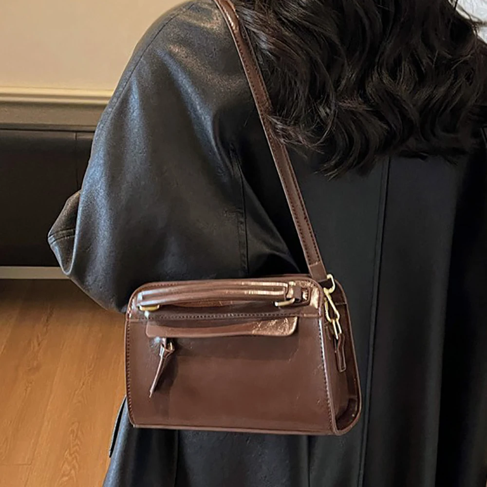 لامعة بو عالية الجودة حقيبة كروسبودي المرأة ساحة سستة الملمس كل مباراة تنوعا حقيبة ساع حقائب اليد التنقل اليومي #3