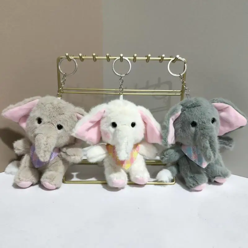 1Pcs Cartoon Elefant Gefüllte Puppe Schlüsselring Weiche Plüsch Spielzeug Schlüssel Halter Tasche Anhänger Niedlichen Elefanten Schlüsselbund Rucksack Hängen Dekor