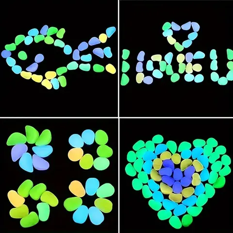 100 st trädgårdsdekor lysande stenar som lyser i mörkret dekorativa småsten utomhus akvariedekoration akvarietillbehör 6 best sales topstoney - №3