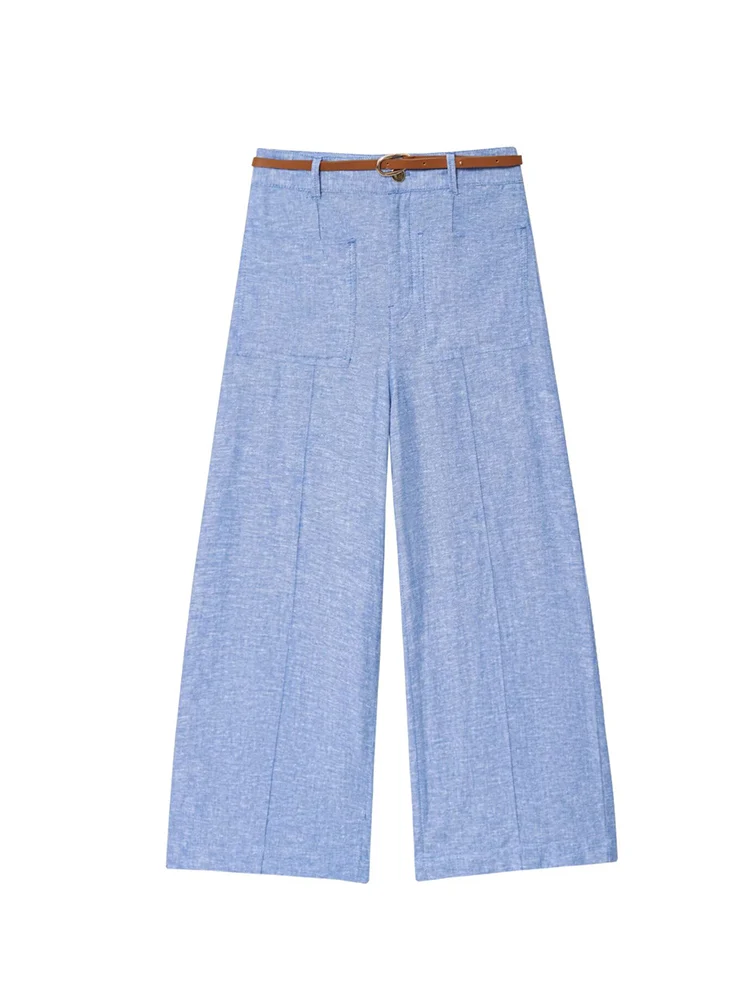 TFMLN Estate Donna Elegante Cintura a Gamba Larga Pantalone Completo Chic Irregolare Senza Maniche Canotta Pantaloni Dritti Set da Donna di Moda
