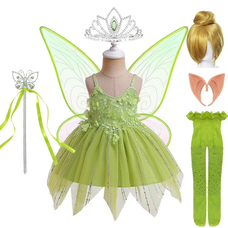 

Summer Fancy Baby Girl Slip Flower Elf Tinker Bell Dress Halloween Toddler Infants Cosplay Masquerade Princess Party Ball Gowns