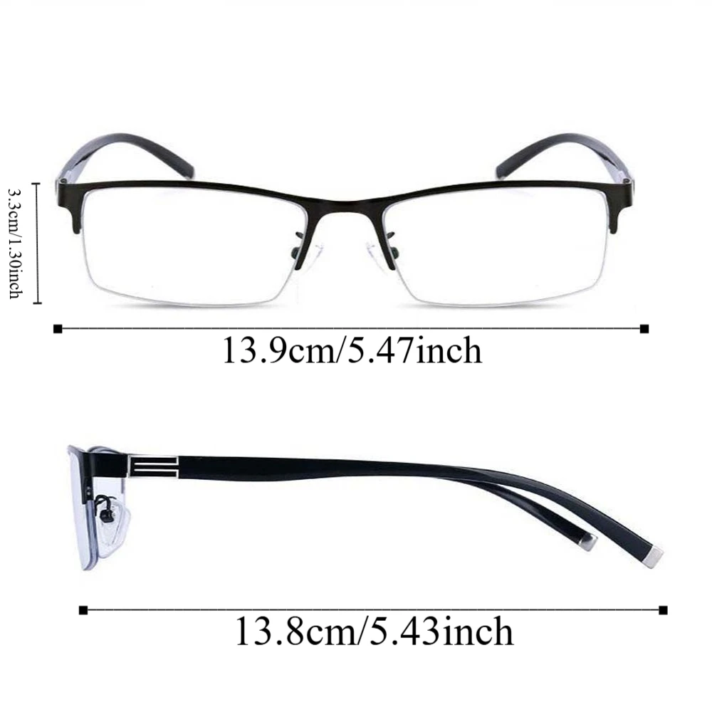 투명 안티 블루 레이 안경 합금 HD 하프 프레임 비즈니스 근시 안경 플라스틱 PC 남성 독서 안경 발렌타인 데이