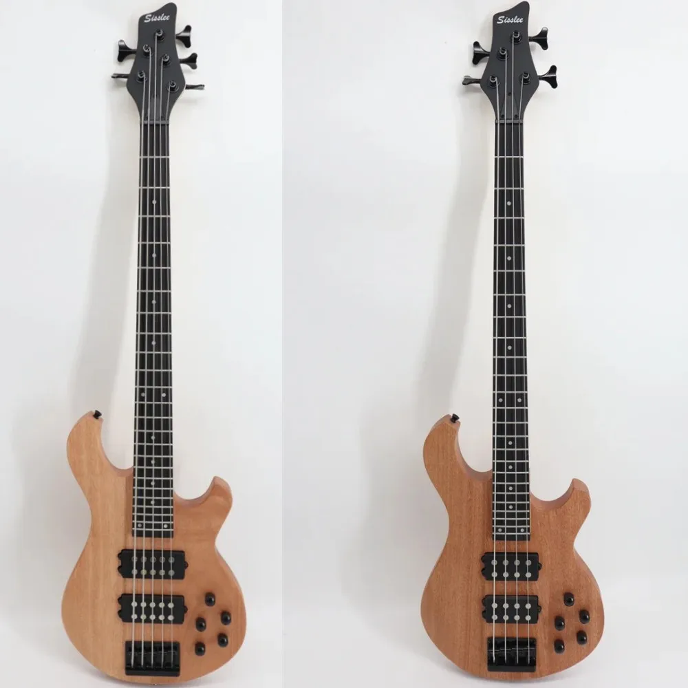 SISSLEE China Top Quality Bass Guitar 5 String 4 Strings Maple Neck Mahogany Body Burlywood Low Musical Instrument Electric Bass