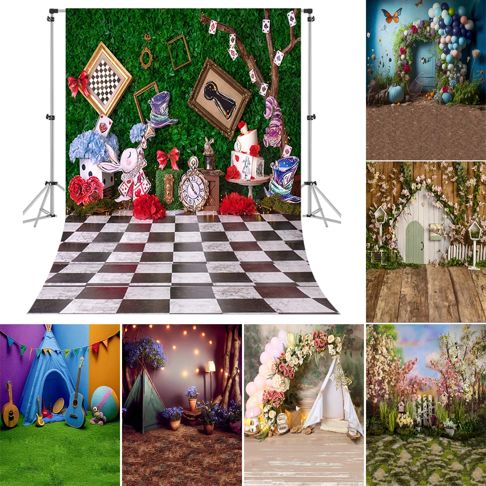 

Photography Background Spring Easter Flower Garden Balloon Kids Birthday Party Portrait Decor Backdrop for Photo Studio Props