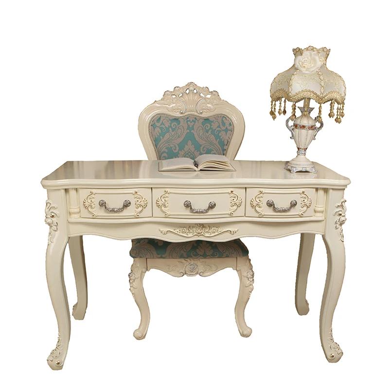 

European-style desk household white computer desk simple bedroom solid wood notebook simple European student writing desk