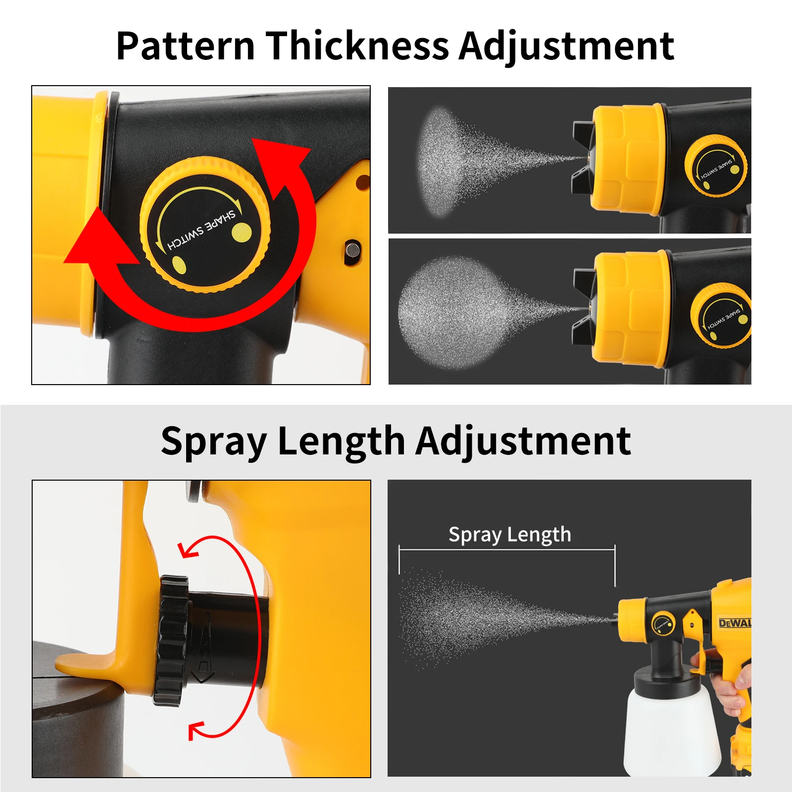 DEWALT 800 ml elektrische Spritzpistole – kabellos, 18 V Batterie – professionelle Qualität für gleichmäßige Mäntel an Wänden, Schränken und DIY-Bastelprojekten!
