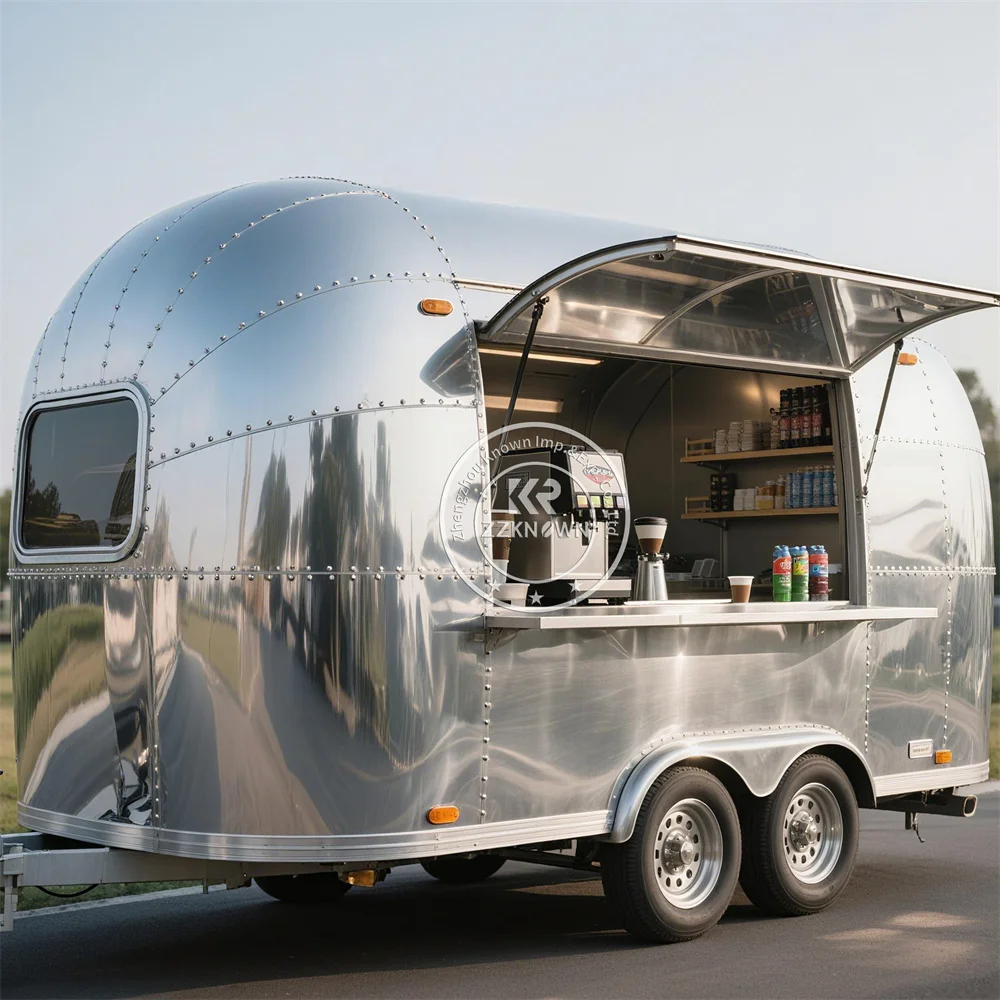 

Street Mobile Food Trailer Fully Equipped Hot Dog Coffee Snow Cone Cart Snack Ice Cream Coffee Food Truck With Full Kitchen
