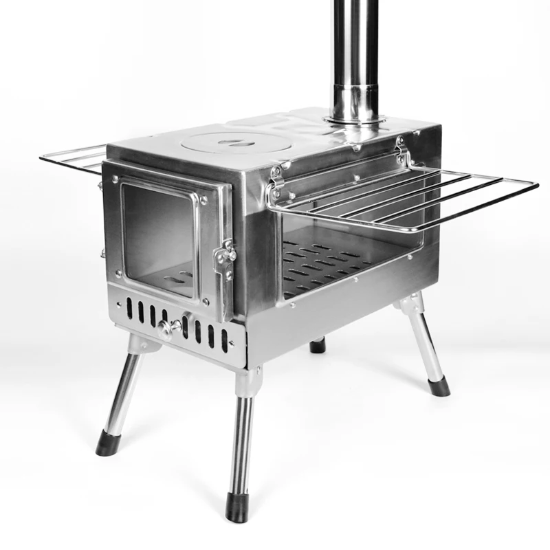 Outdoor Stainless Steel Modern Survival Cookware Wood Four-season Camping Tent Stove Adults