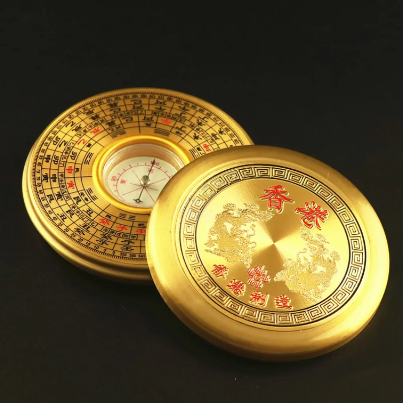 1pcs  pure copper solid high-precision small compass, portable pocket feng shui pan Buddhism  home decor