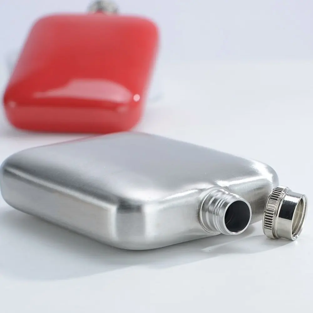 

304 Stainless Steel 6oz Wine Flagon Rectangular Unbreakable Pocket Hip Flask Fall-resistant with Funnel Whiskey Pot Camping
