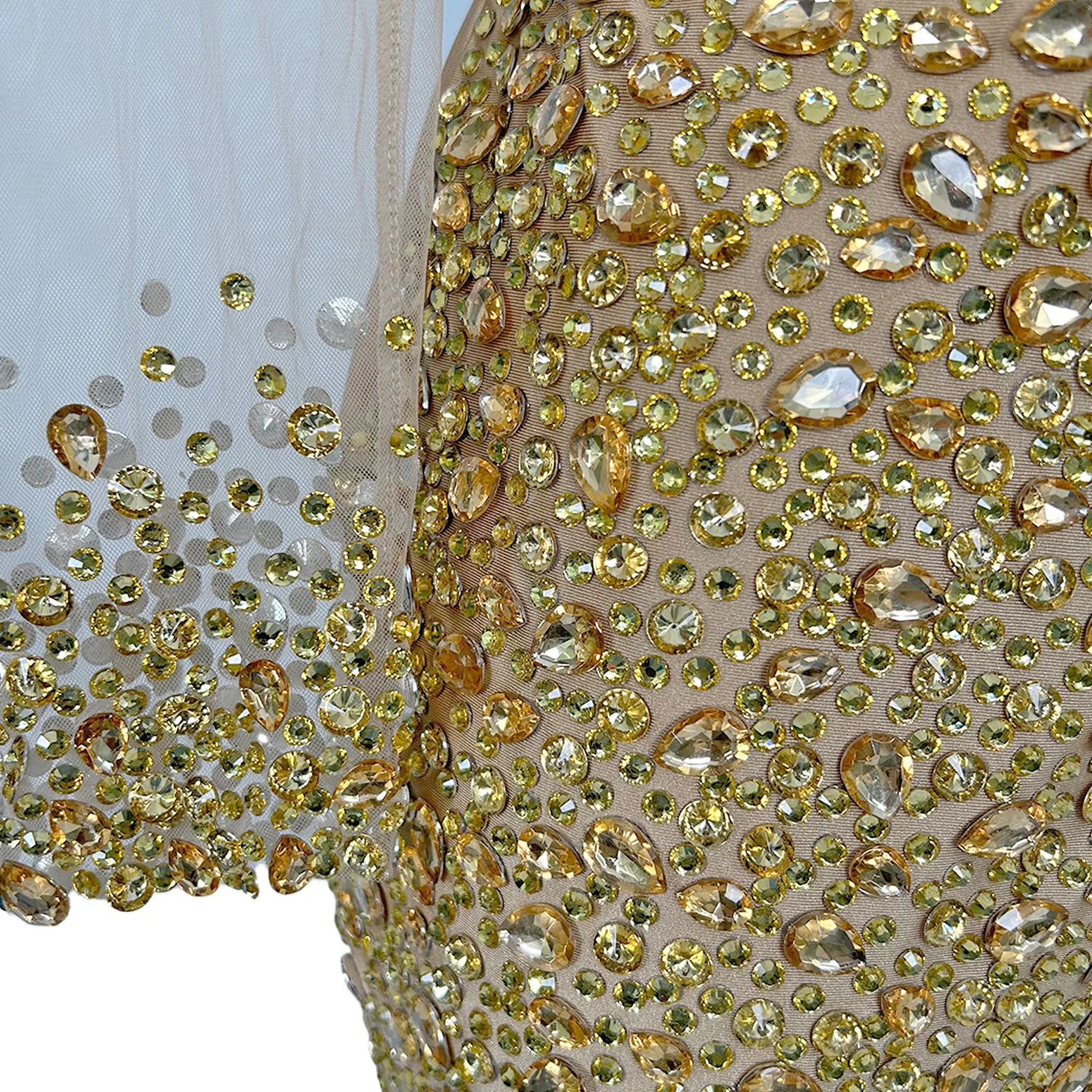 Luxury Gold Rhinestones Short Prom Dresses 2024 Sexy Sheer Mesh Diamond Mini Birthday Party Cocktail Gowns Wangshazuan