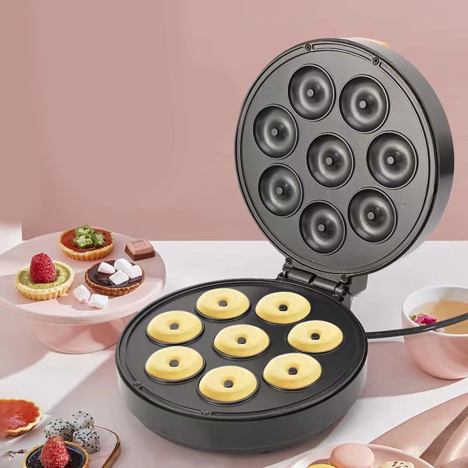 mini-donut-maker-8-ciambelle-al-tempo-superficie-antiaderente-colazione-snack-dessert-maker-machine
