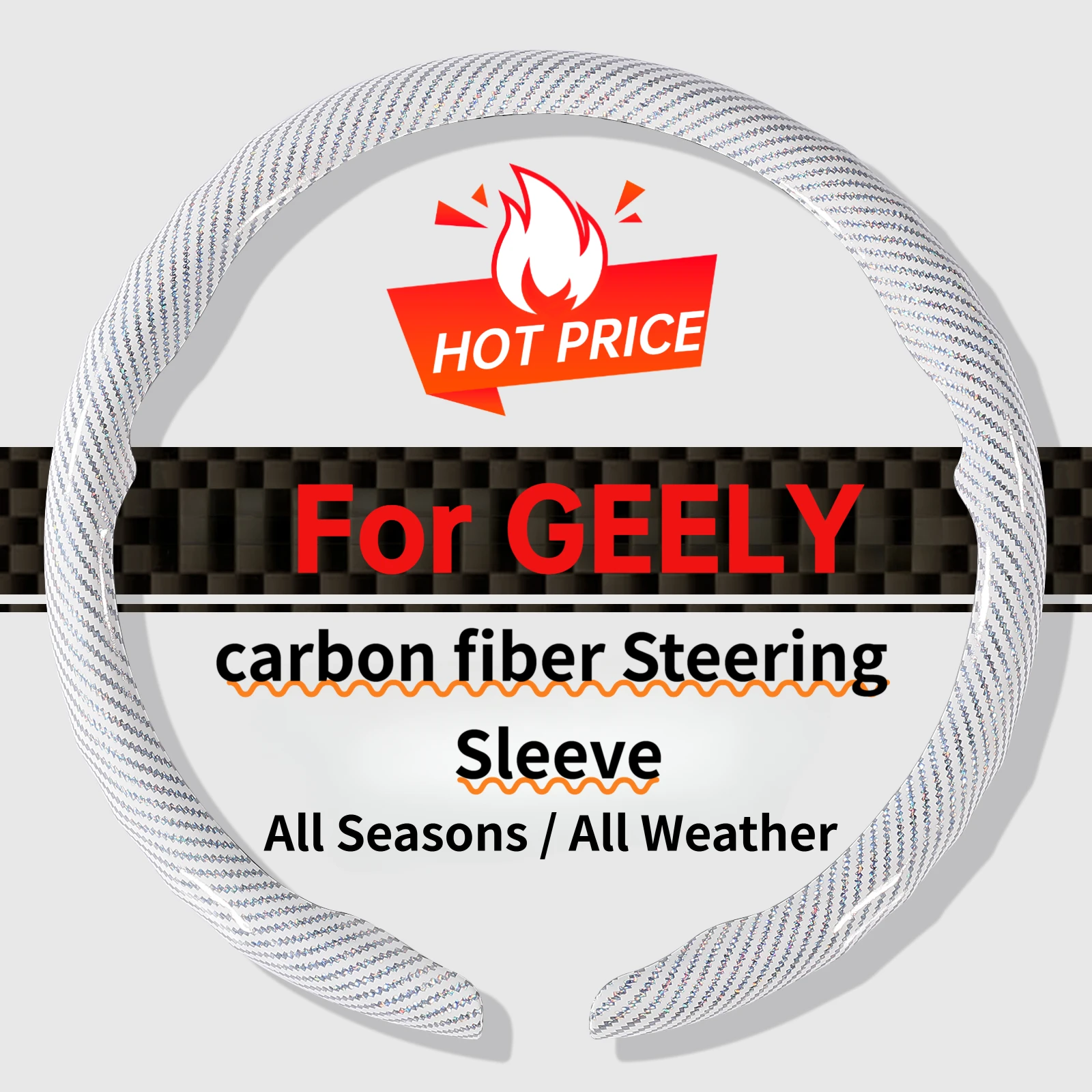 Fits Geely Atlas, Geely Azkarra, Geely Emgrand EC7, Geely Cityray Ultra-thin carbon fiber Snug Fit steering wheel cover