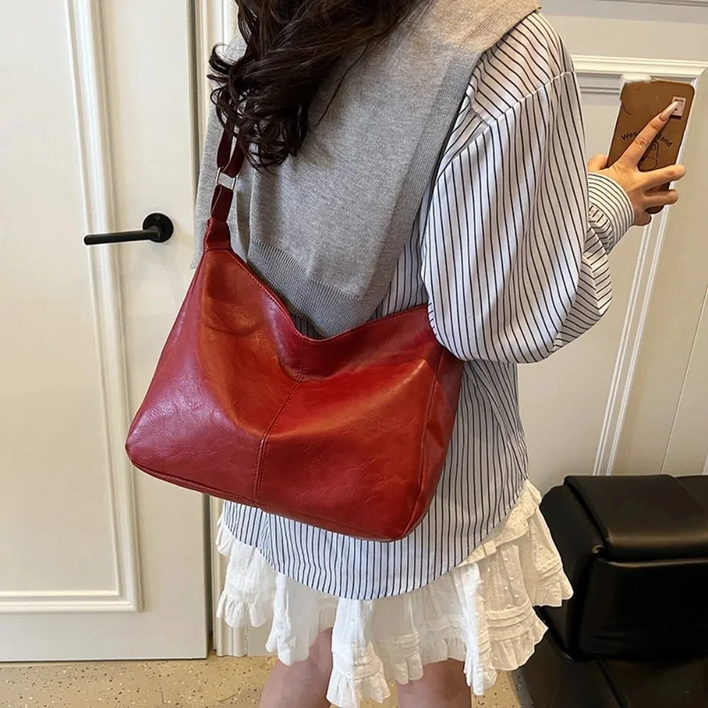 

Модельерская сумка через плечо, винтажная сумка через плечо из искусственной кожи, большая вместительная повседневная сумка-тоут для женщин/девочек